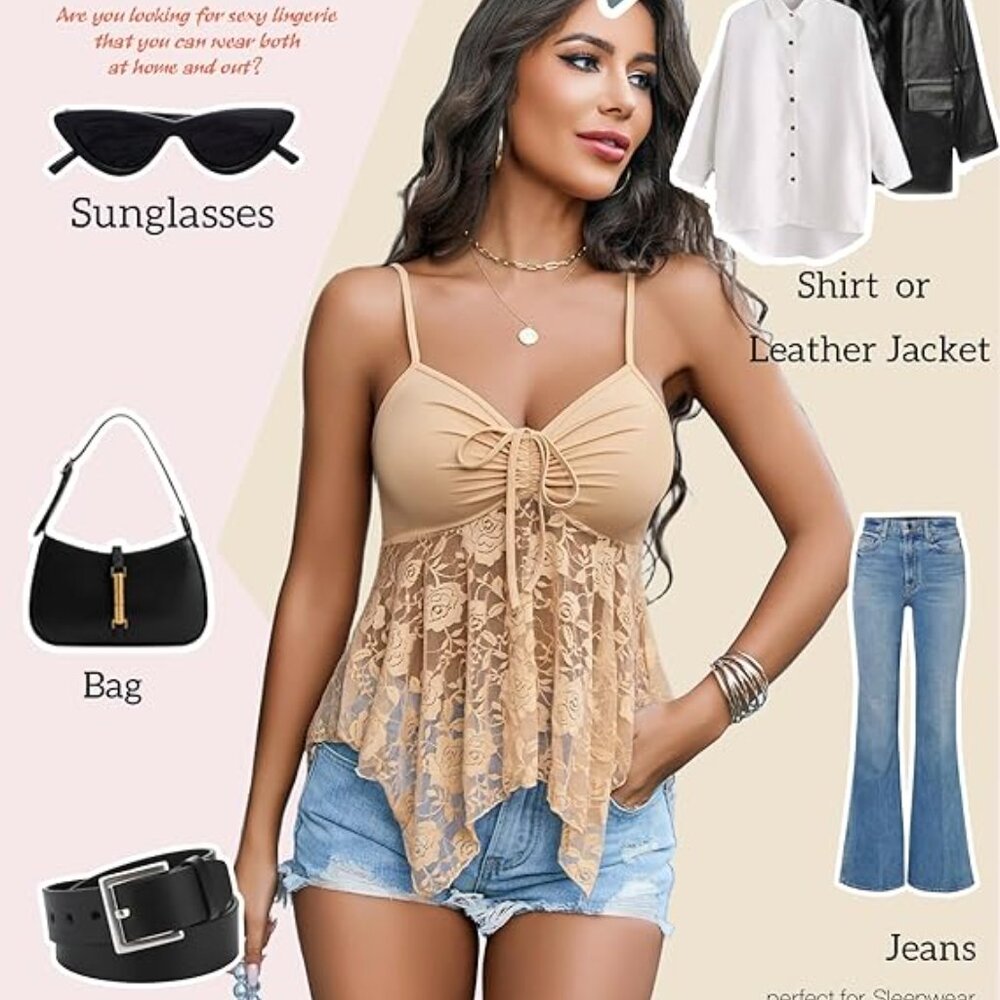 Bralettes for Women Sexy Tank Tops Cami Tan - Picture 4 of 6
